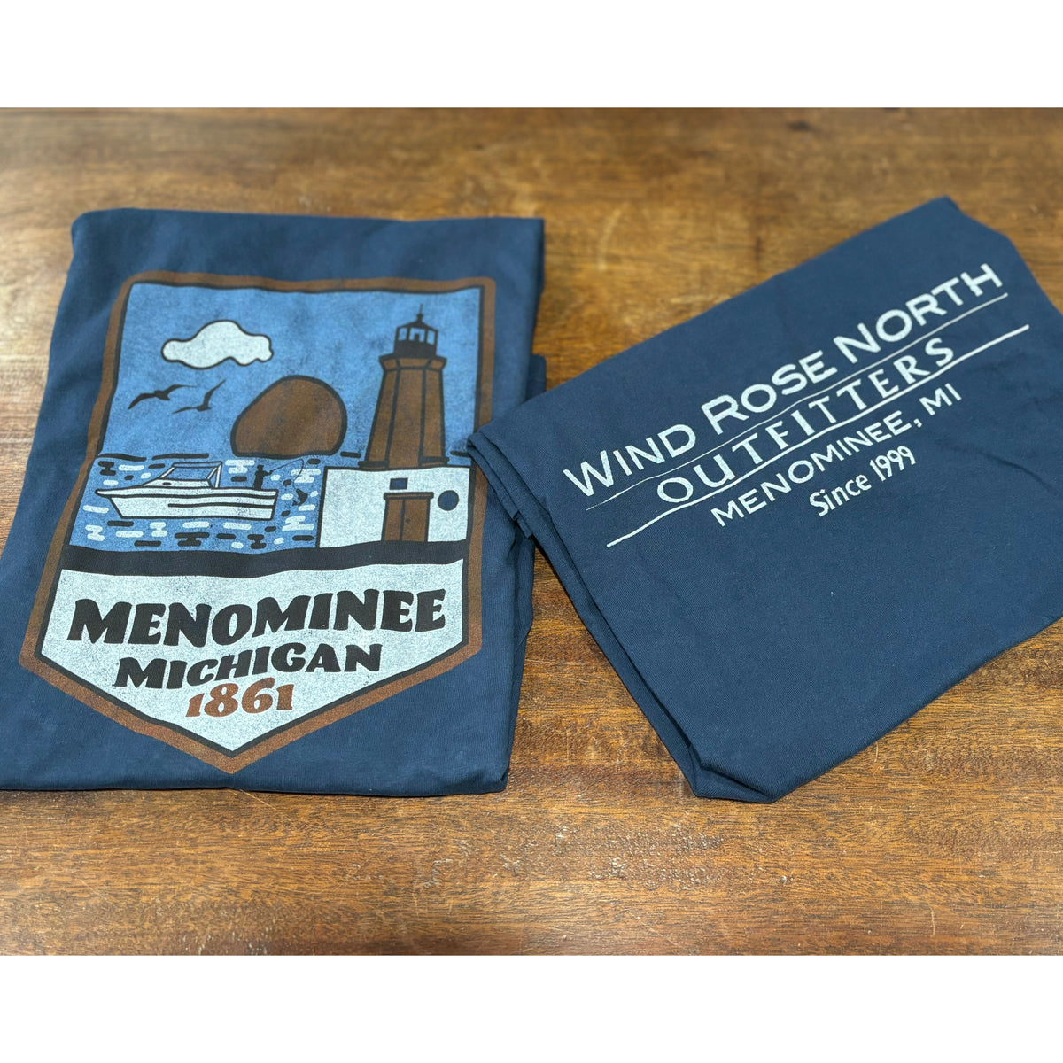 Wind Rose North Menominee Michigan Short Sleeve T Shirt Wind Rose North Ltd Outfitters 5047