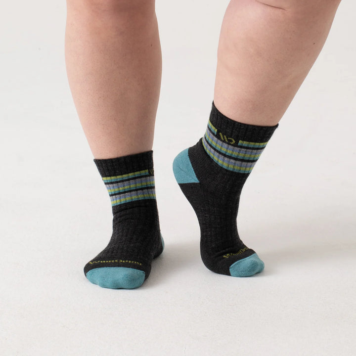 Wide Open Women's Multi Striped Micro Crew Wide Width Socks (9502)