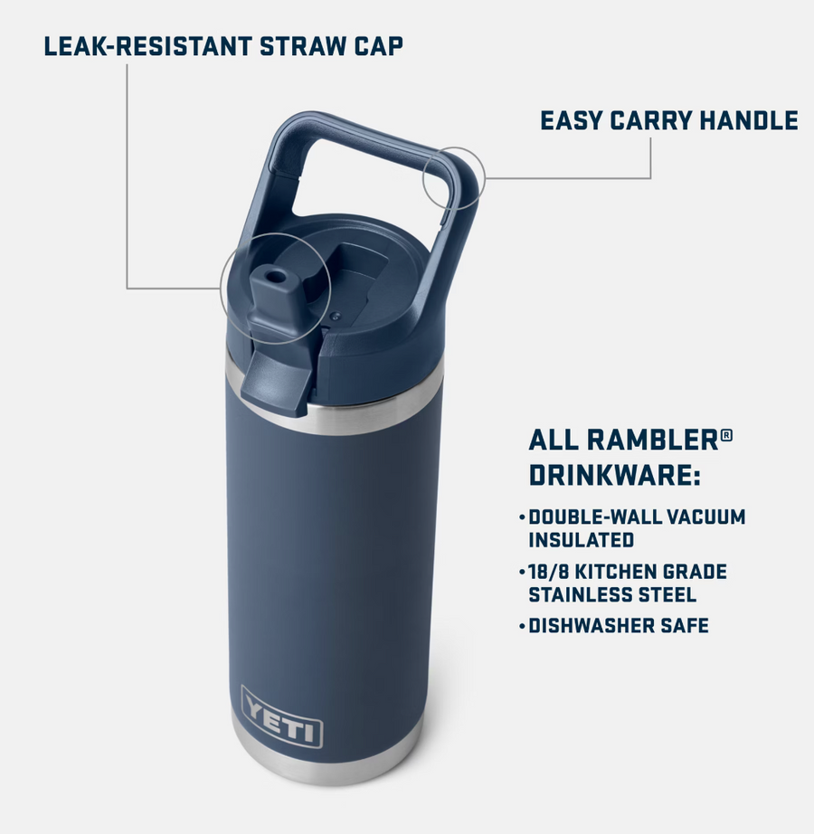  YETI Rambler 18 oz Bottle, Vacuum Insulated, Stainless Steel  with Straw Cap, King Crab: Home & Kitchen