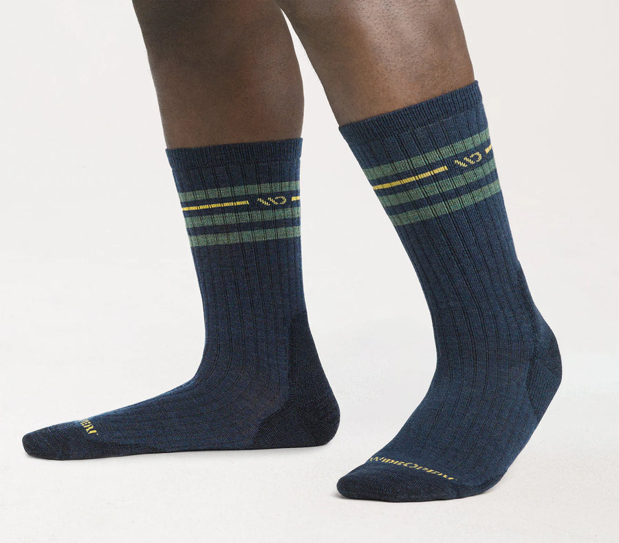 Wide Open Men's Vintage Stripe Cushion Crew Wide Width Socks (9002)