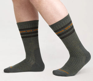 Wide Open Men's Vintage Stripe Cushion Crew Wide Width Socks (9002)