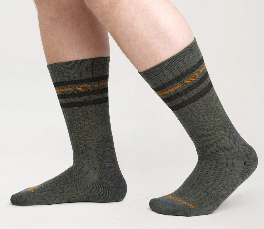 Wide Open Men's Vintage Stripe Cushion Crew Wide Width Socks (9002)